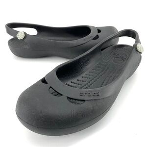 Crocs Sandals Jayna Slingback Ballet Slip on Shoes Women's Black Flats size 9